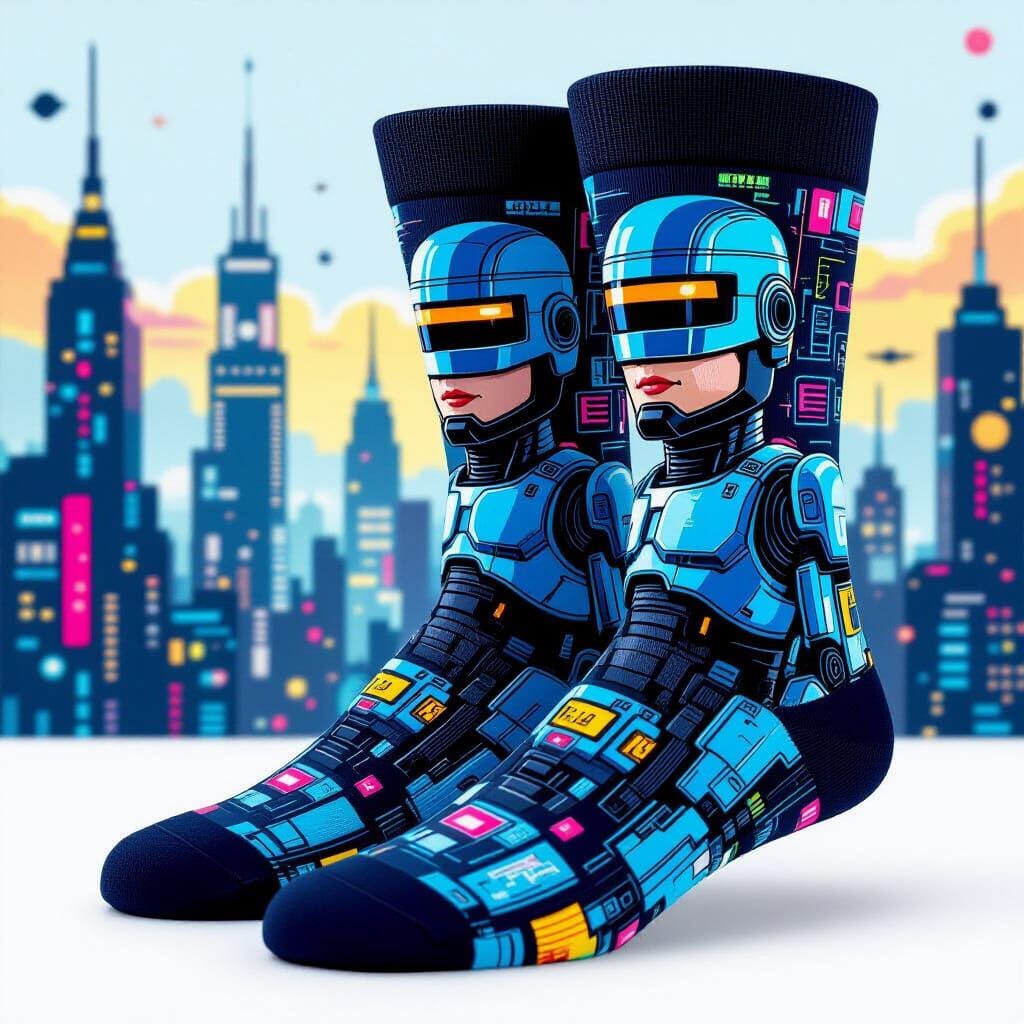Robocop Socks in Cyberpunk Style