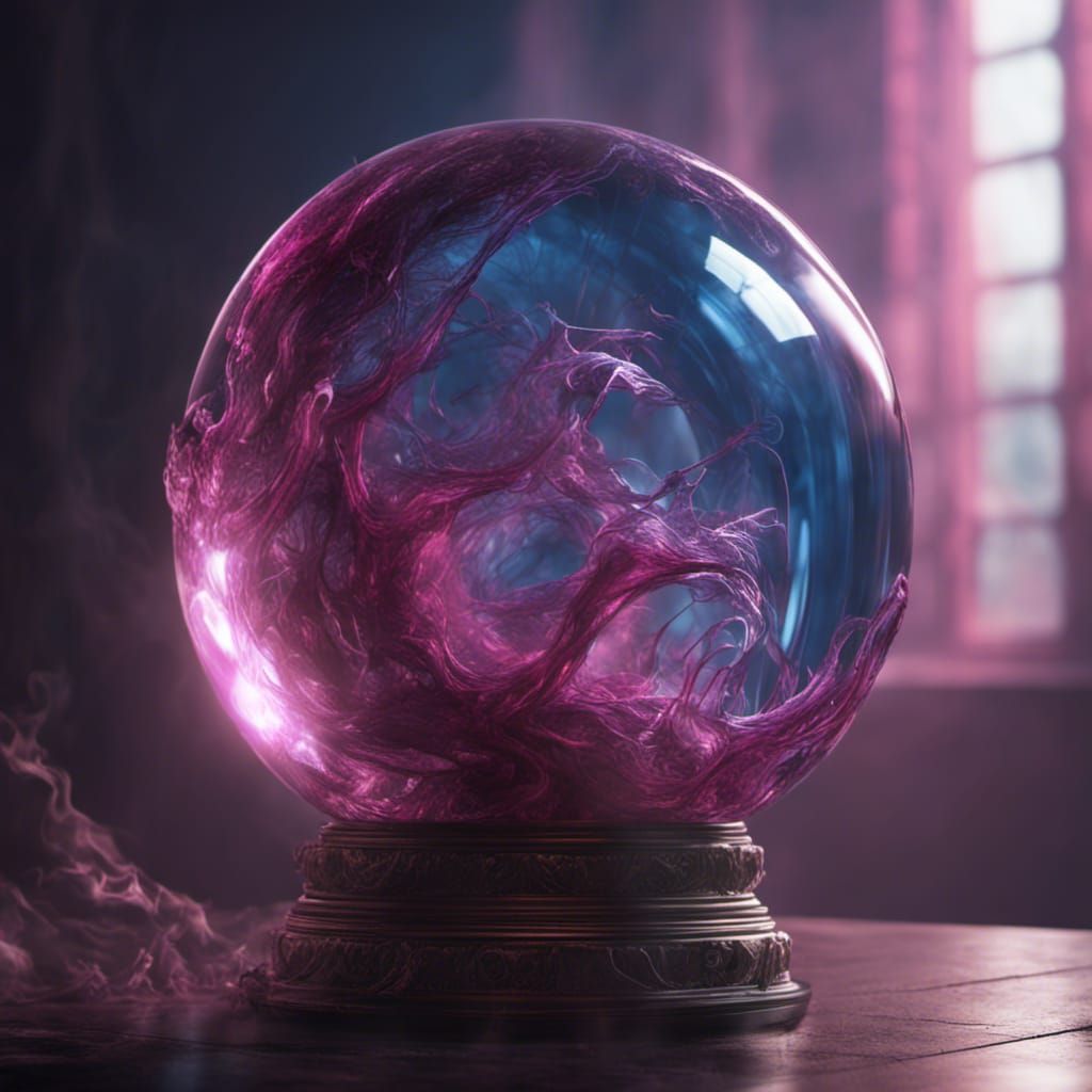 Glass Sphere with Blue and Magenta Highlights