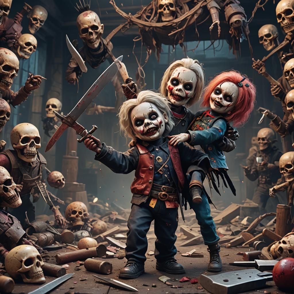 Chucky-Inspired Killer Doll with Man's Head