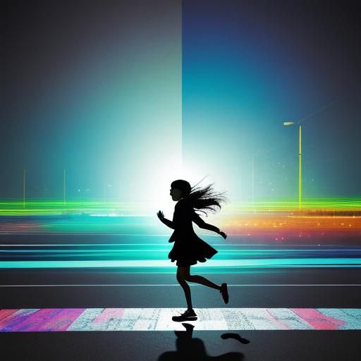 Running from Darkness: A Double Exposure Image