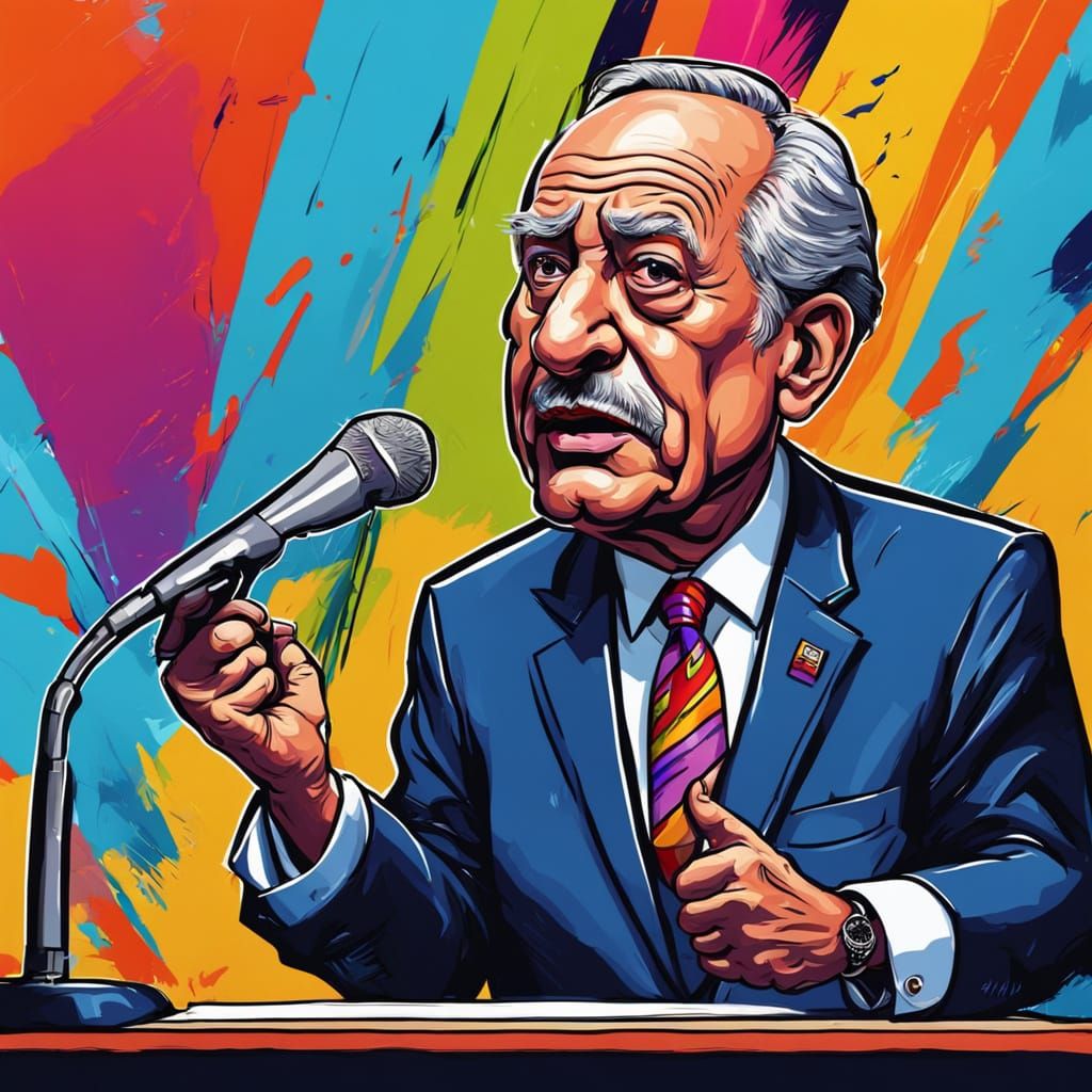 Sarcastic Politician in Bright Cartoon Style