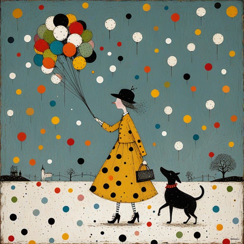 Playful Polka Dots in Naive Art Style