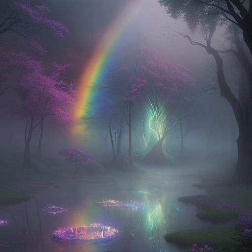 Rainbow Will-o-the-Wisp in Ethereal Mist