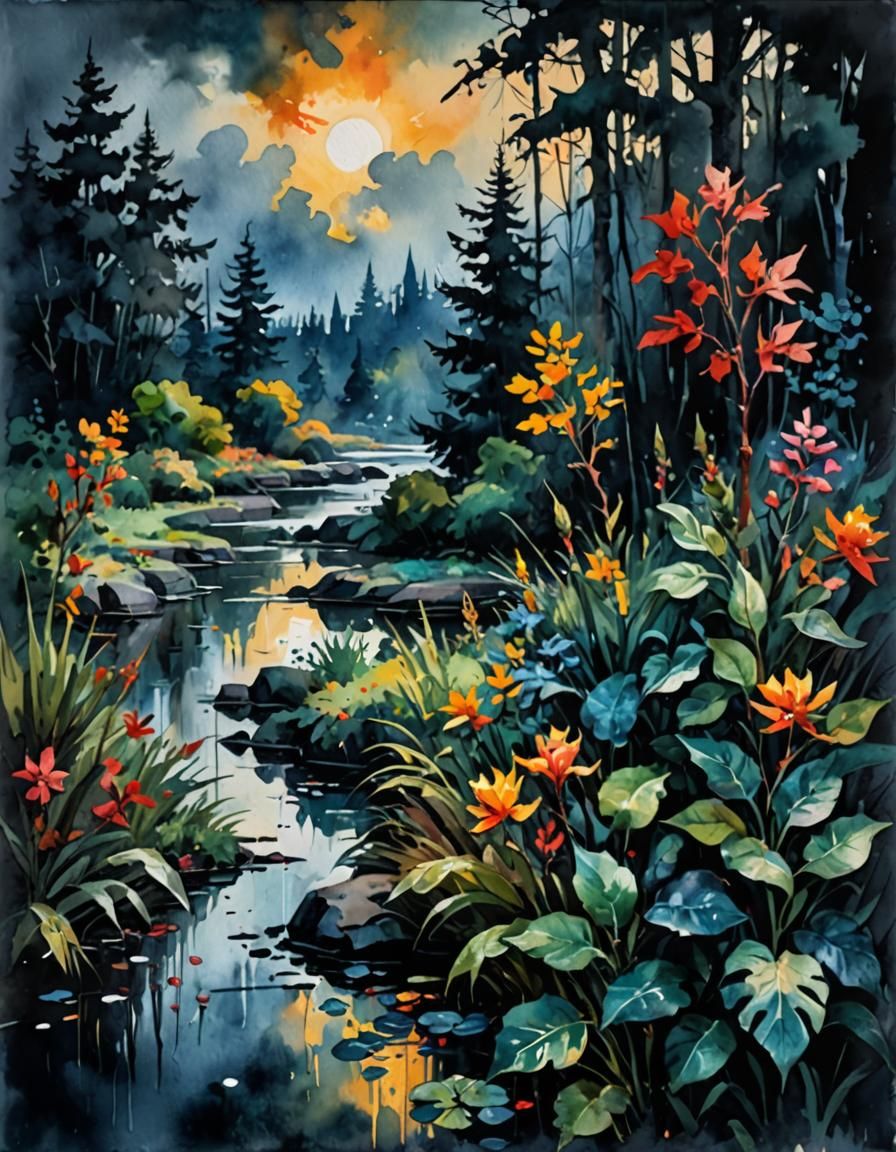 Dark & Moody Watercolor Art
