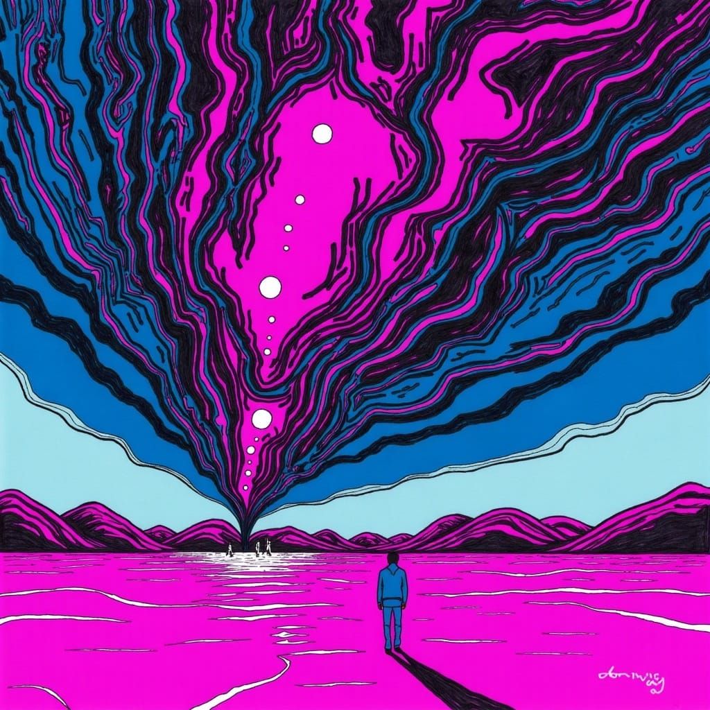 Ultraviolet Wasteland Galaxy Storm in Minimalist Style