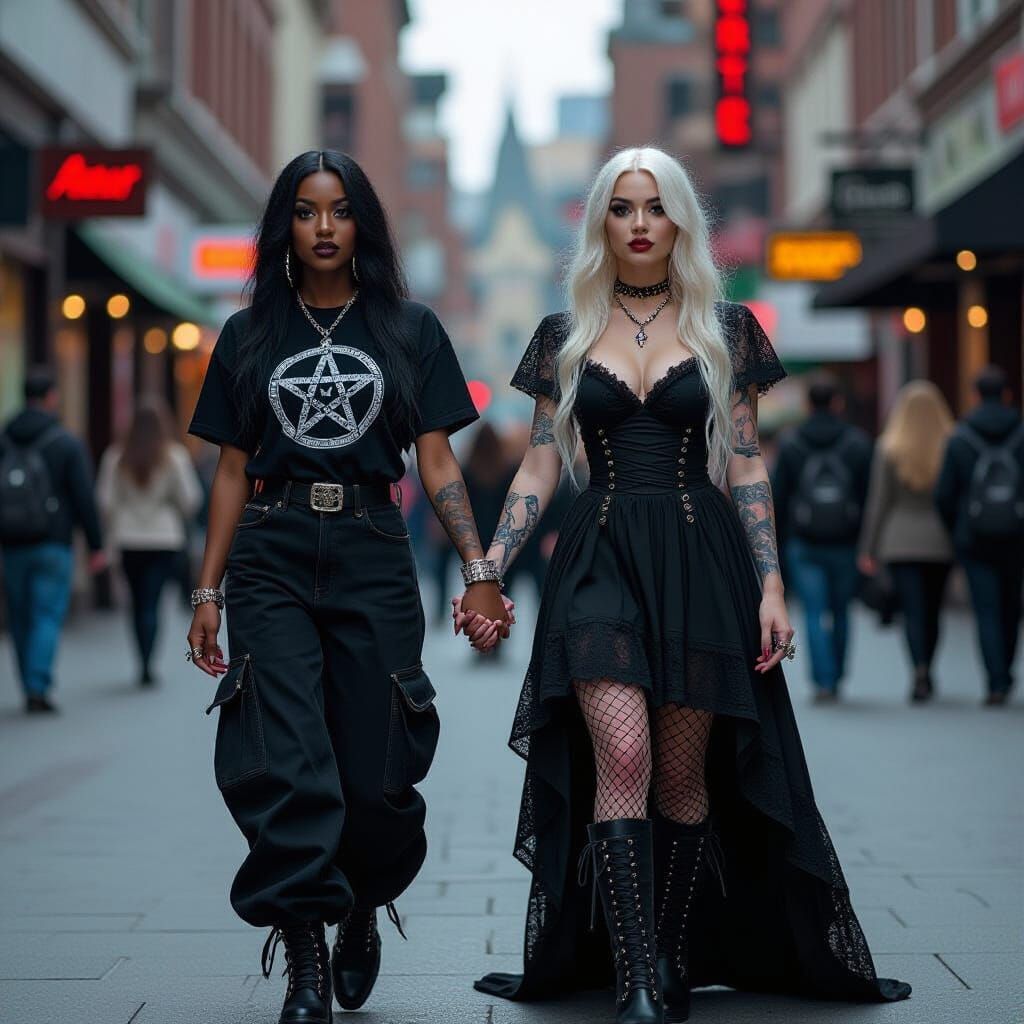Gothic Women's Love in Metropolitan Street Photography