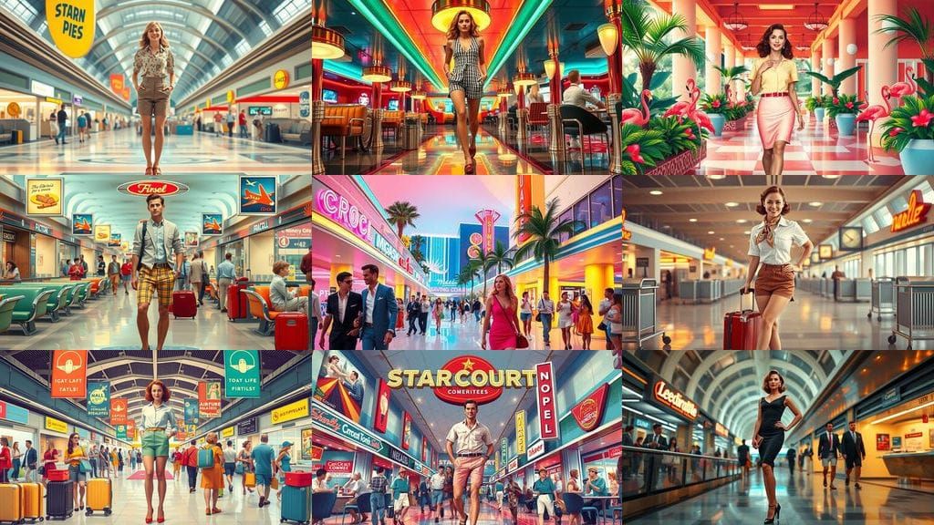 Retro-Futuristic StarCourt Concourse in 1950s Style