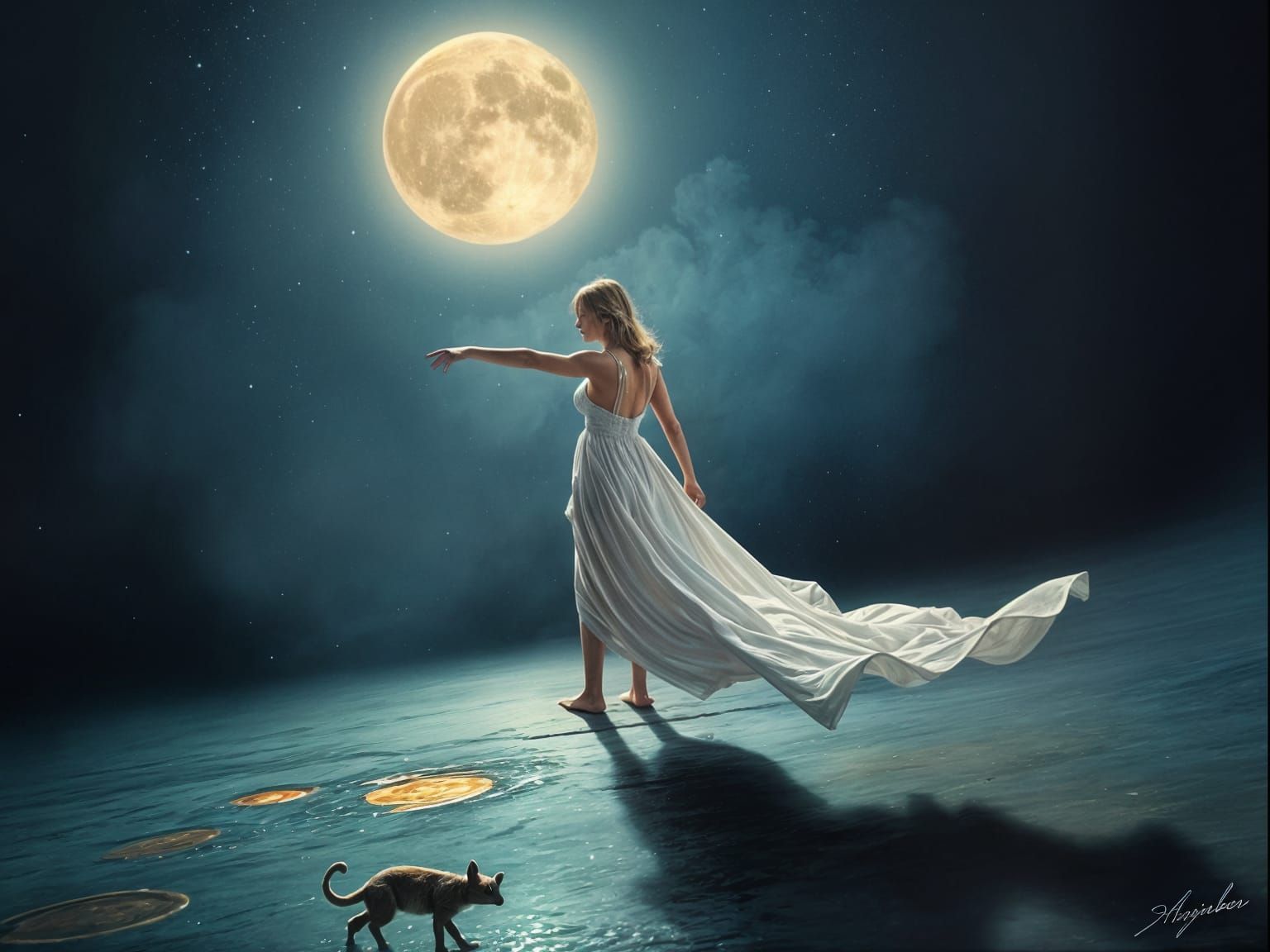 Woman in Ethereal Dreamscape