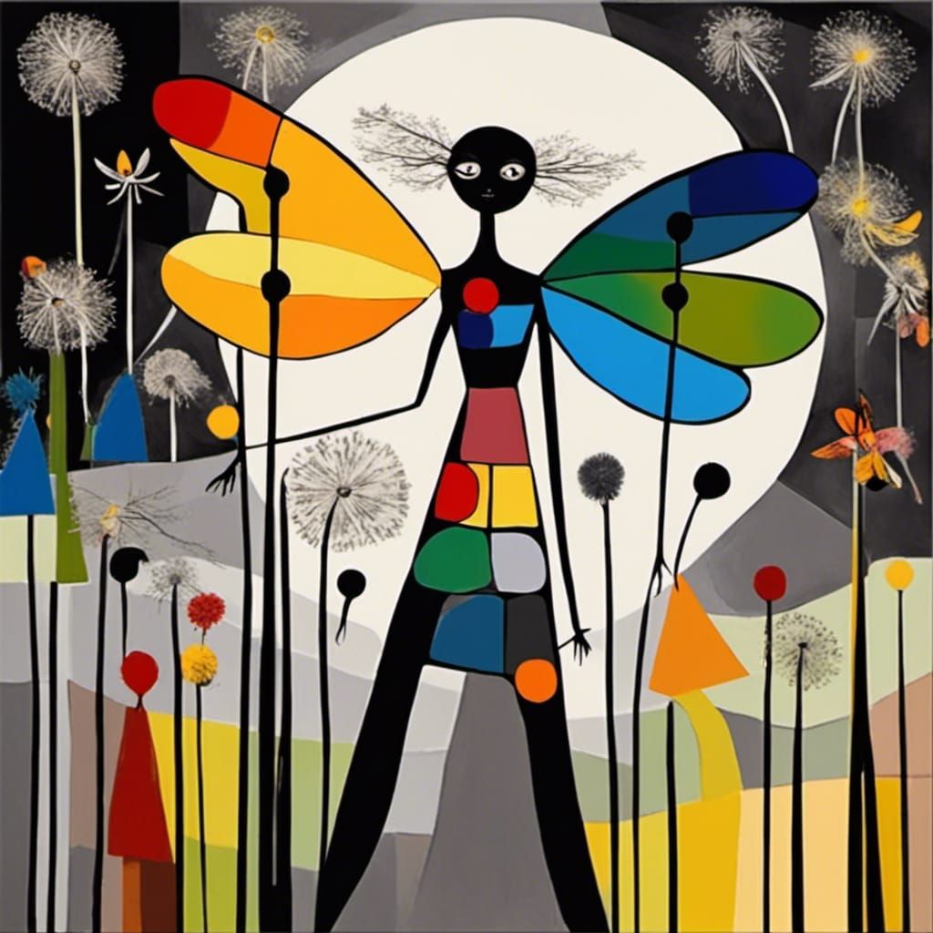 Fairies in Dandelion Dreamscape: Klee, Burton, and Picasso