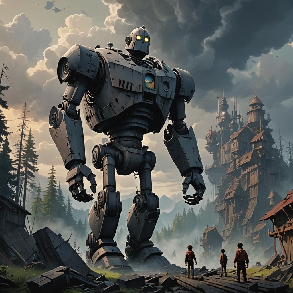 Epic Cinematic Iron Giant Digital Painting