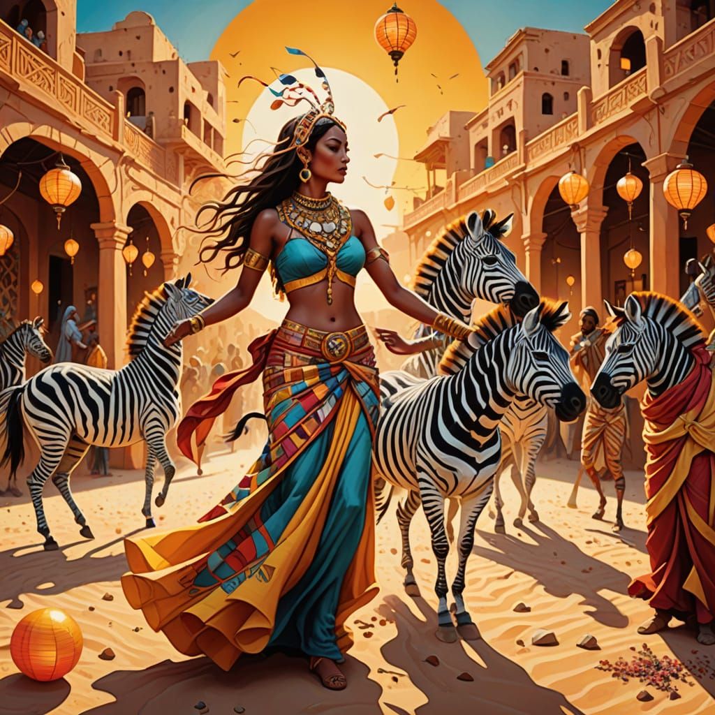 Zebras in Whimsical Belly Dance Performance