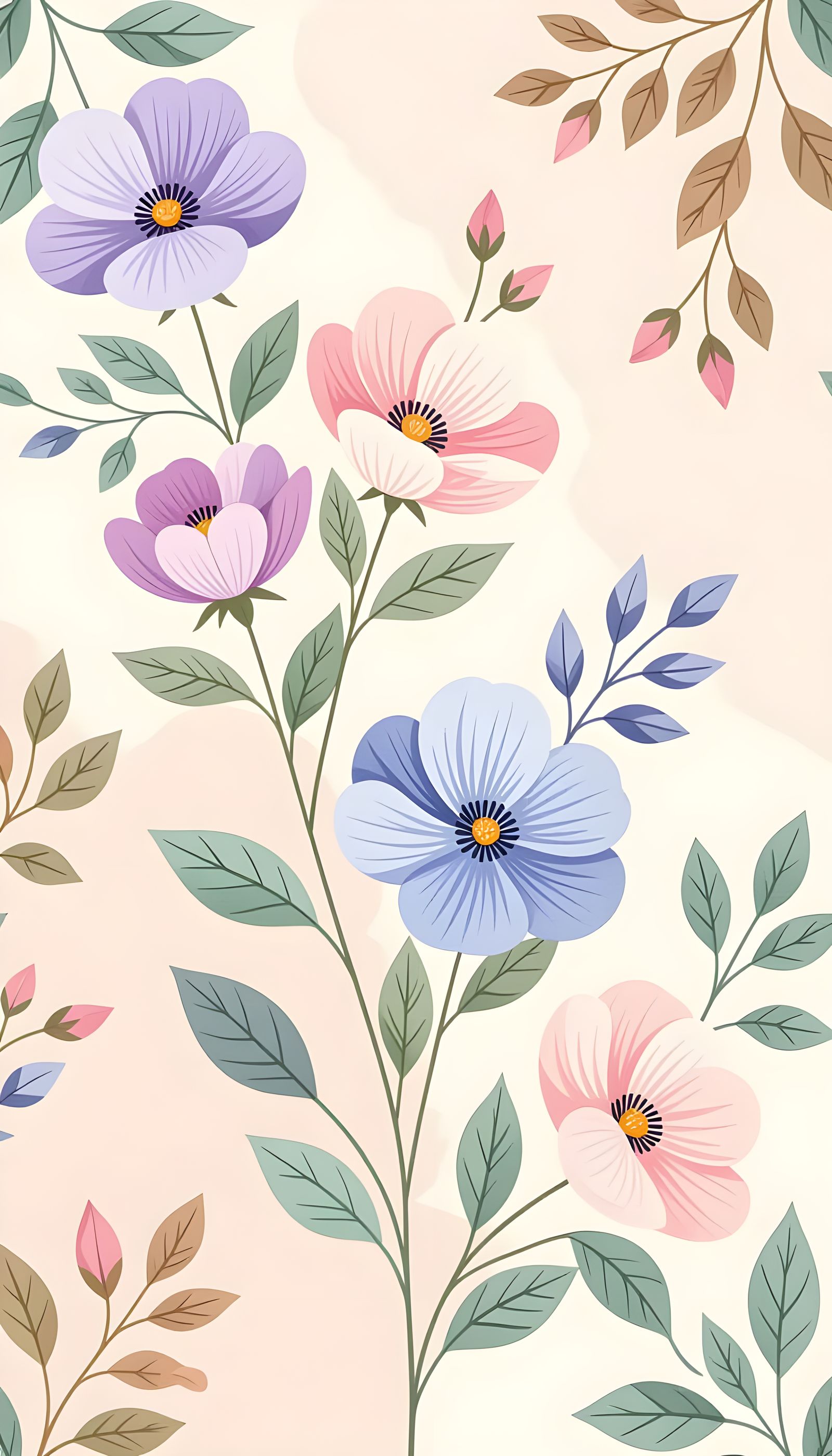 Pastel Floral Illustration in Soft Watercolor Style