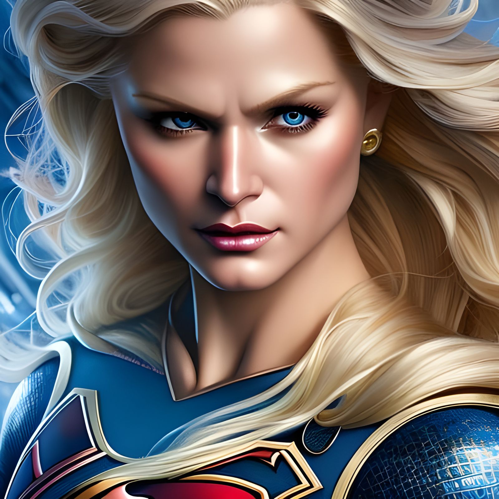Hyperdetailed Rococo Supergirl Close-up