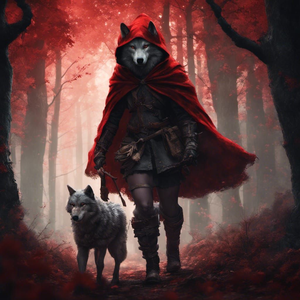 Little Red Riding Hood and Wolf Companion