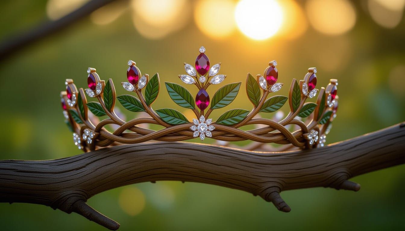 Elven Crown of Woven Branches Adorned with Gems