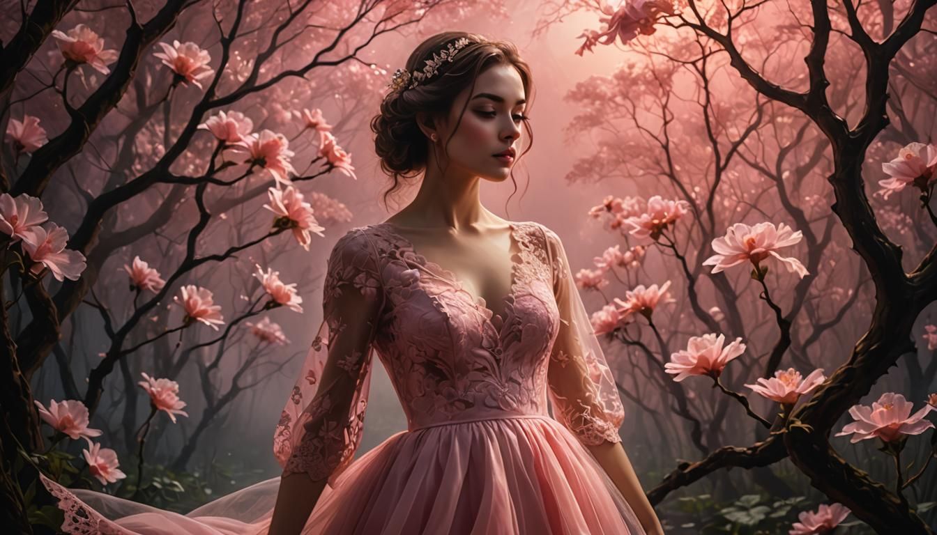 Ethereal Glass Woman in Tonalist Oil Painting