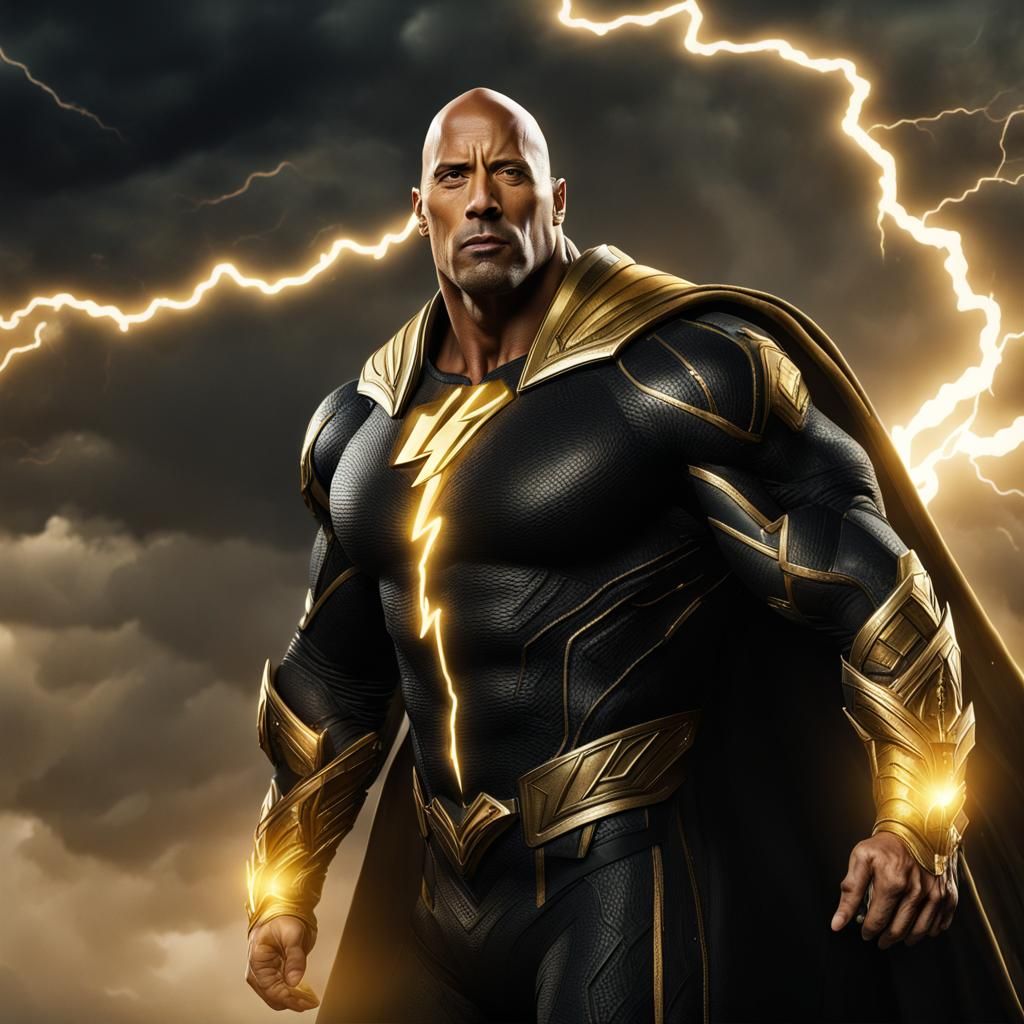 Black Adam with Gold Lightning: Fantasy Concept Art