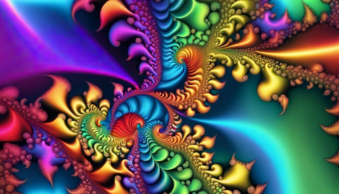 Iridescent Rainbow Mandelbrot Set: 3D Fractal Illusion