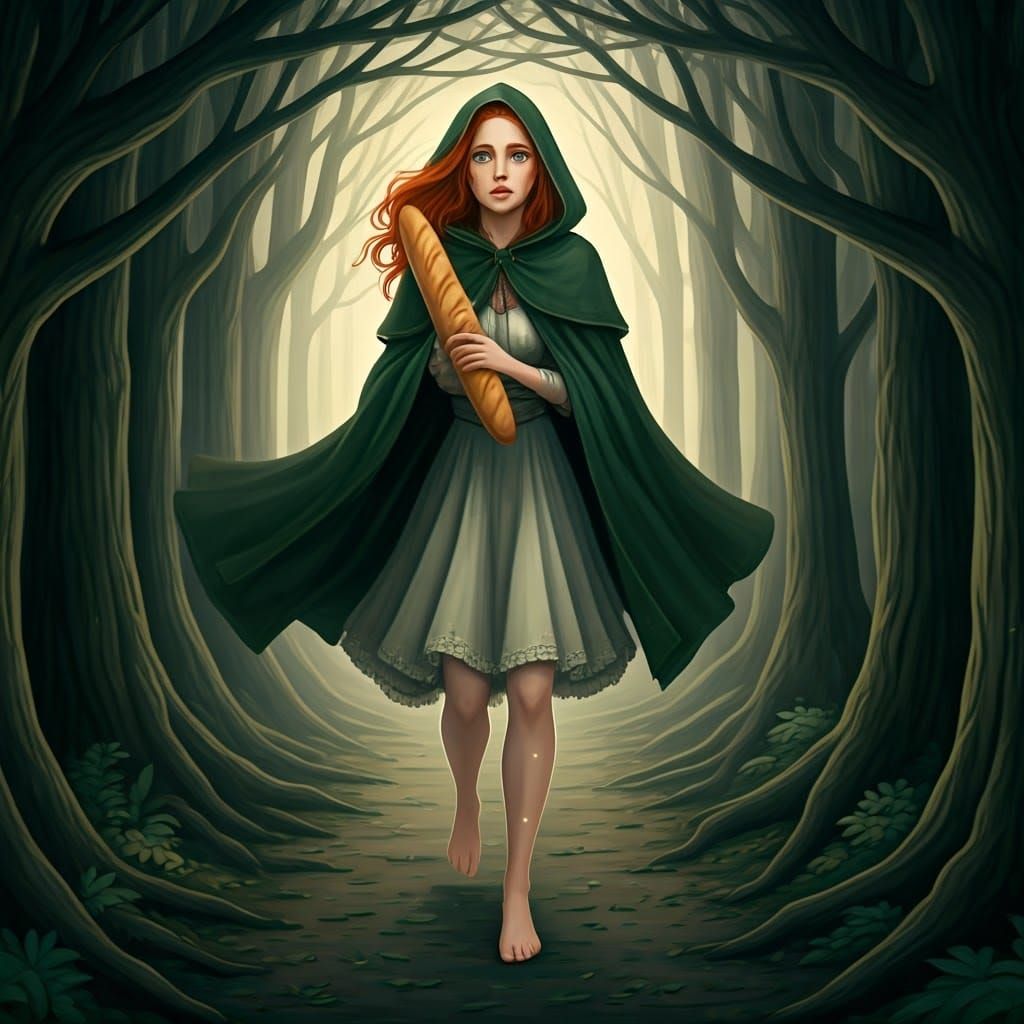 Ethereal Ginger Woman's Escape: A Watercolor Fantasy