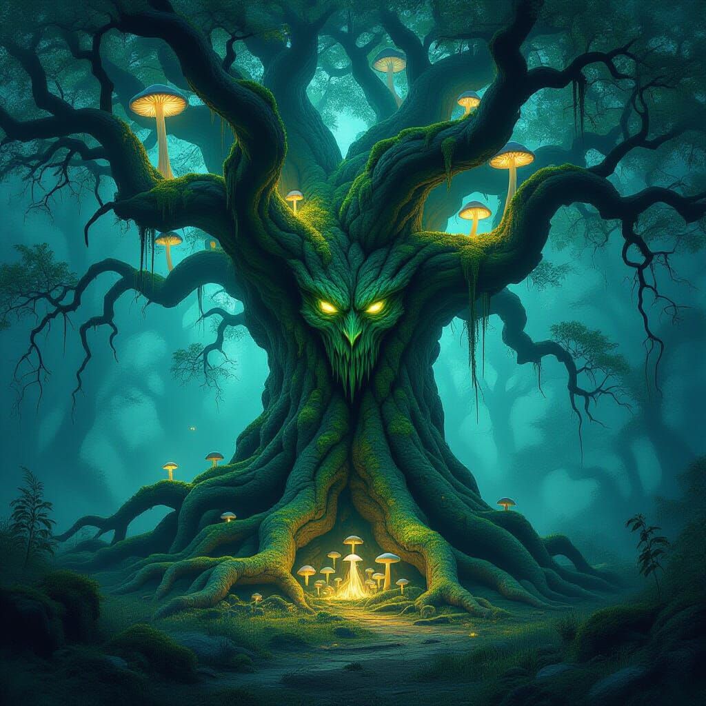 Ancient Tree Spirit Awakens in Mystical Forest