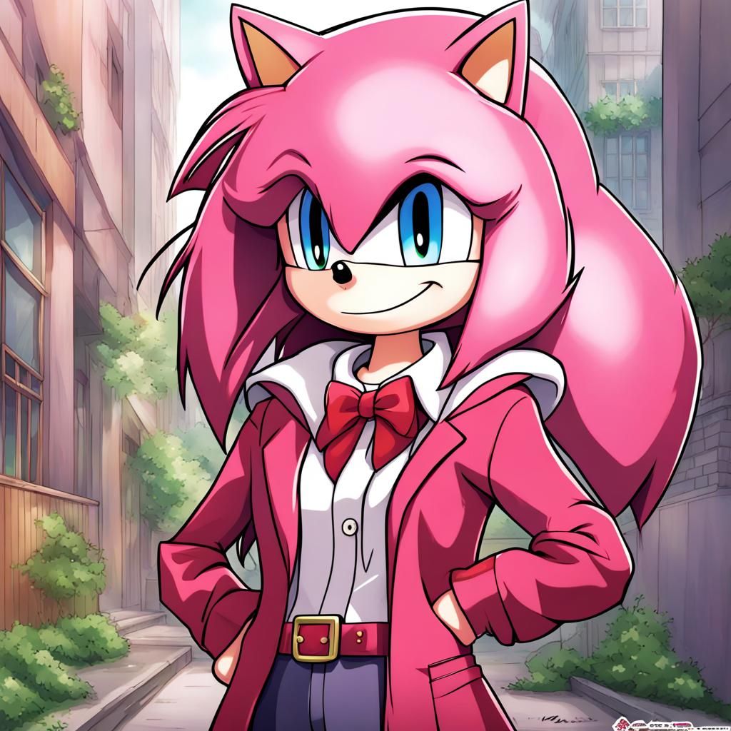 Amy Rose as Anime Teacher in Japanese Manga Style