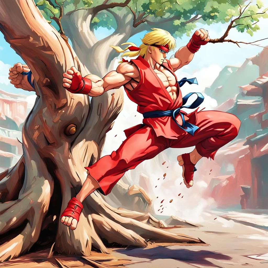 Ken Masters Kicks Down a Tree