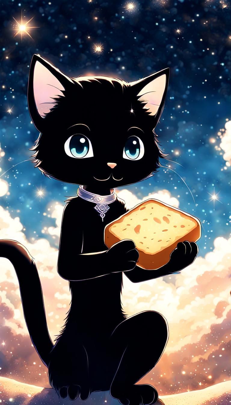 Cute Kitten God in Starlit Anime Realm