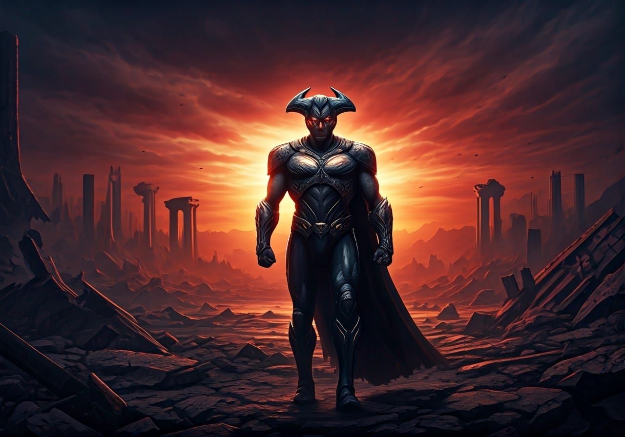 Steppenwolf in War-Torn Landscape as Digital Matte Painting