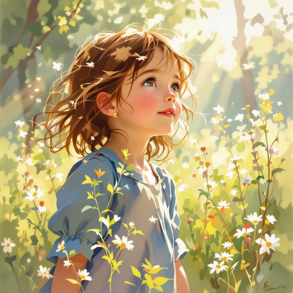 Ethereal Forest Portrait of a Girl in Golden Hour Light