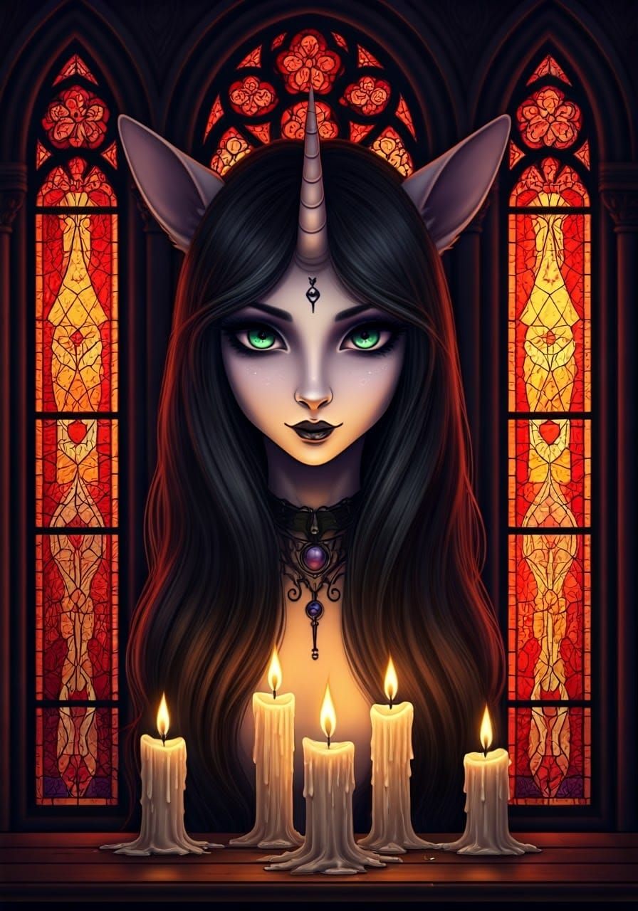 Gothic Saint Unveiled in Warm Candlelight