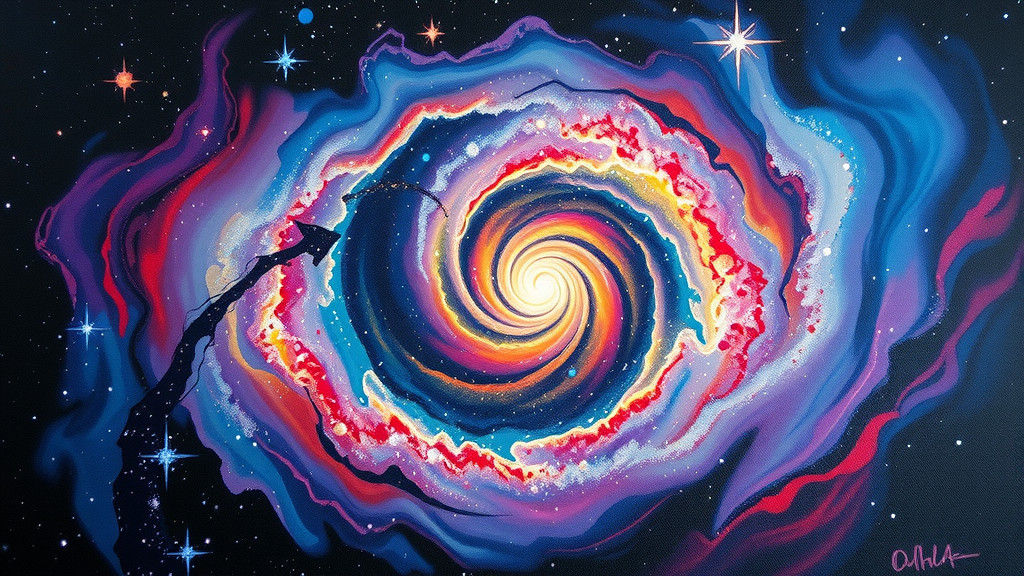 Gorgeous Spiral Galaxy in Expressionist Oil Painting Style