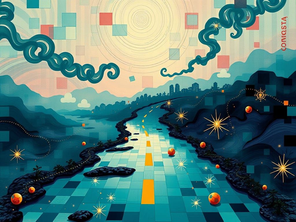 Ethereal Road to Infinity with Iridescent Whispers