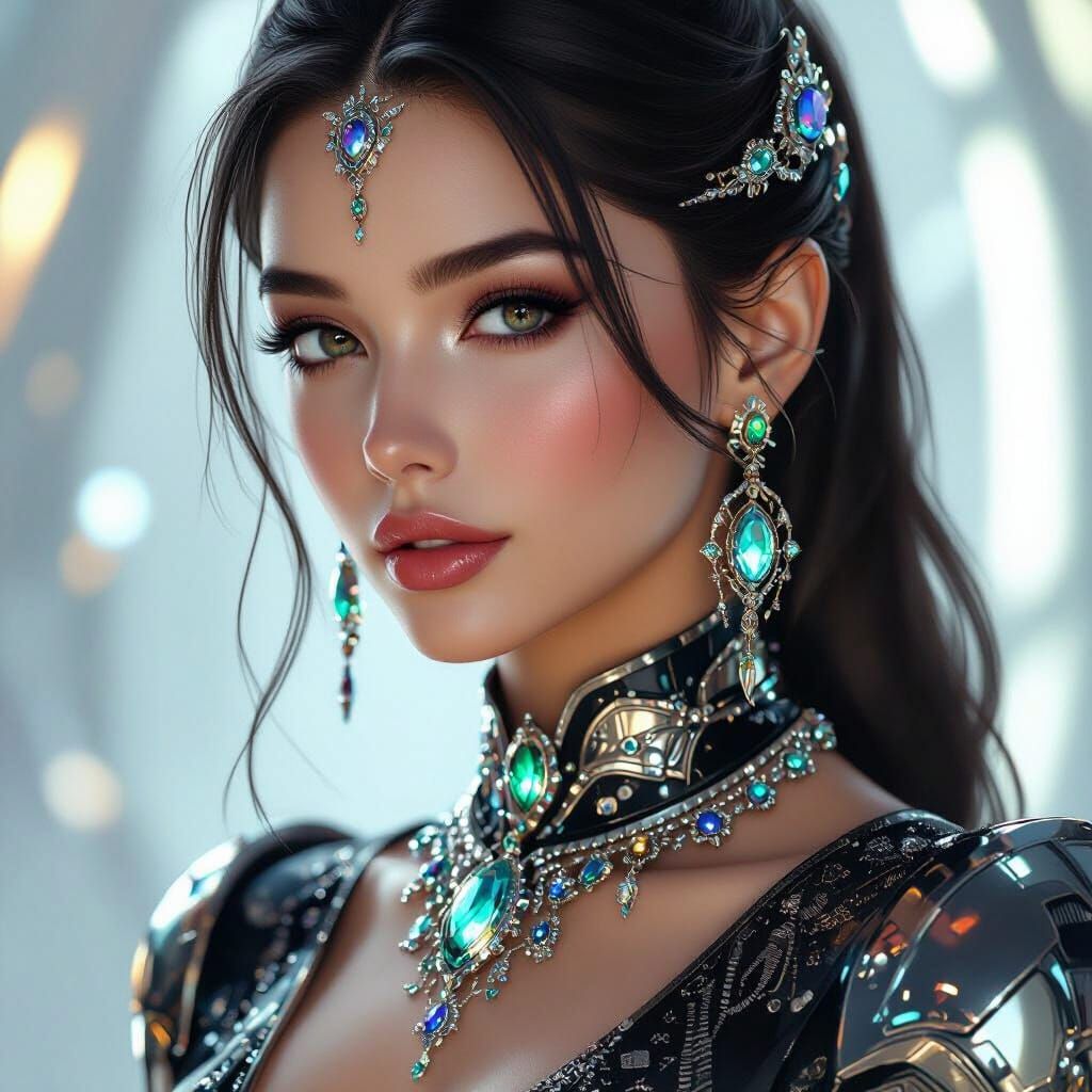 Futuristic Woman Portrait in 3D Anime Style