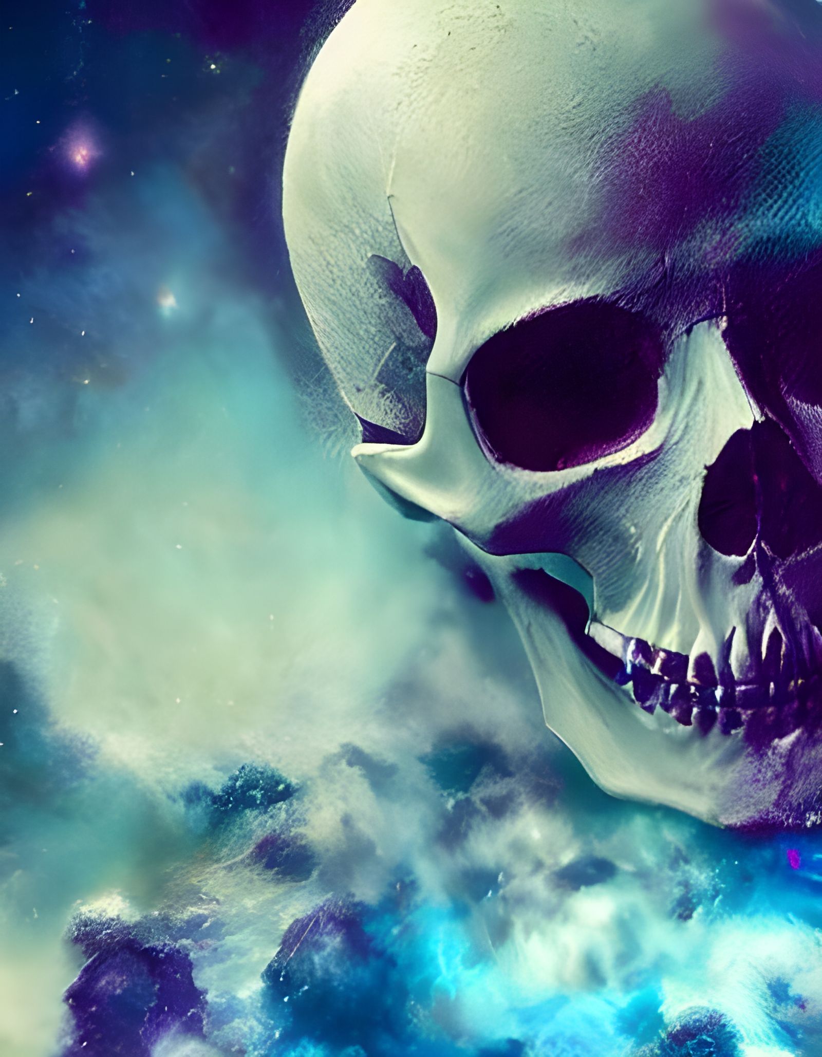 Holographic Astral Skull Illustration in 8K