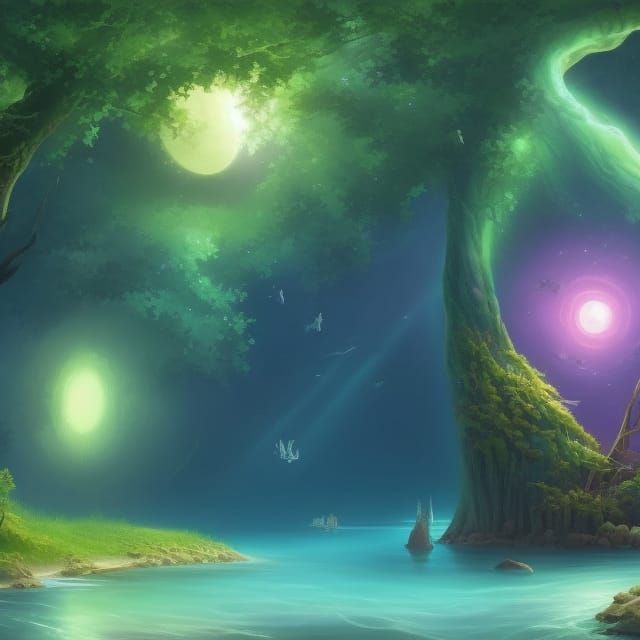 Sci-Fi Alien Zen Garden with Cosmic Sky