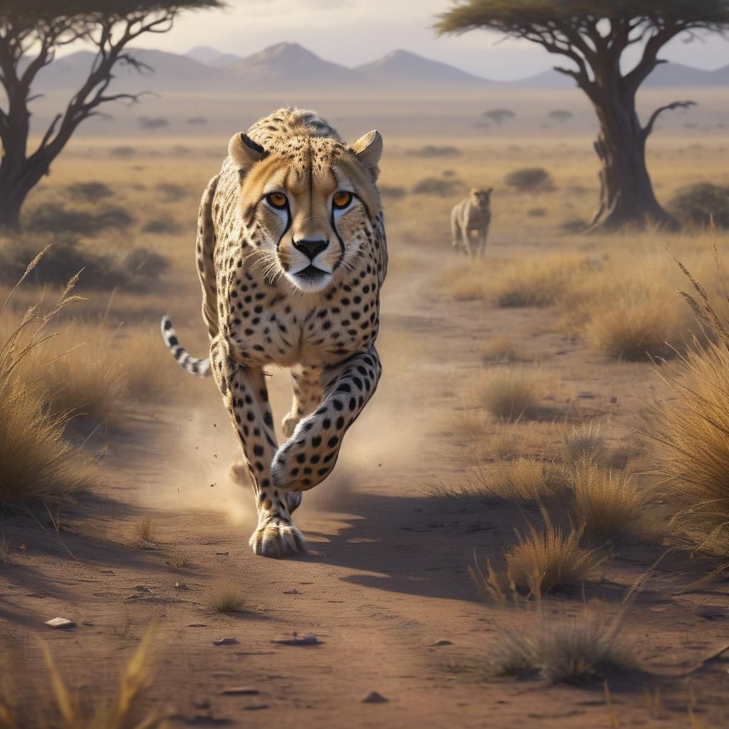 Cheetah Chase: Savanna Sprint in Dark Fantasy Style