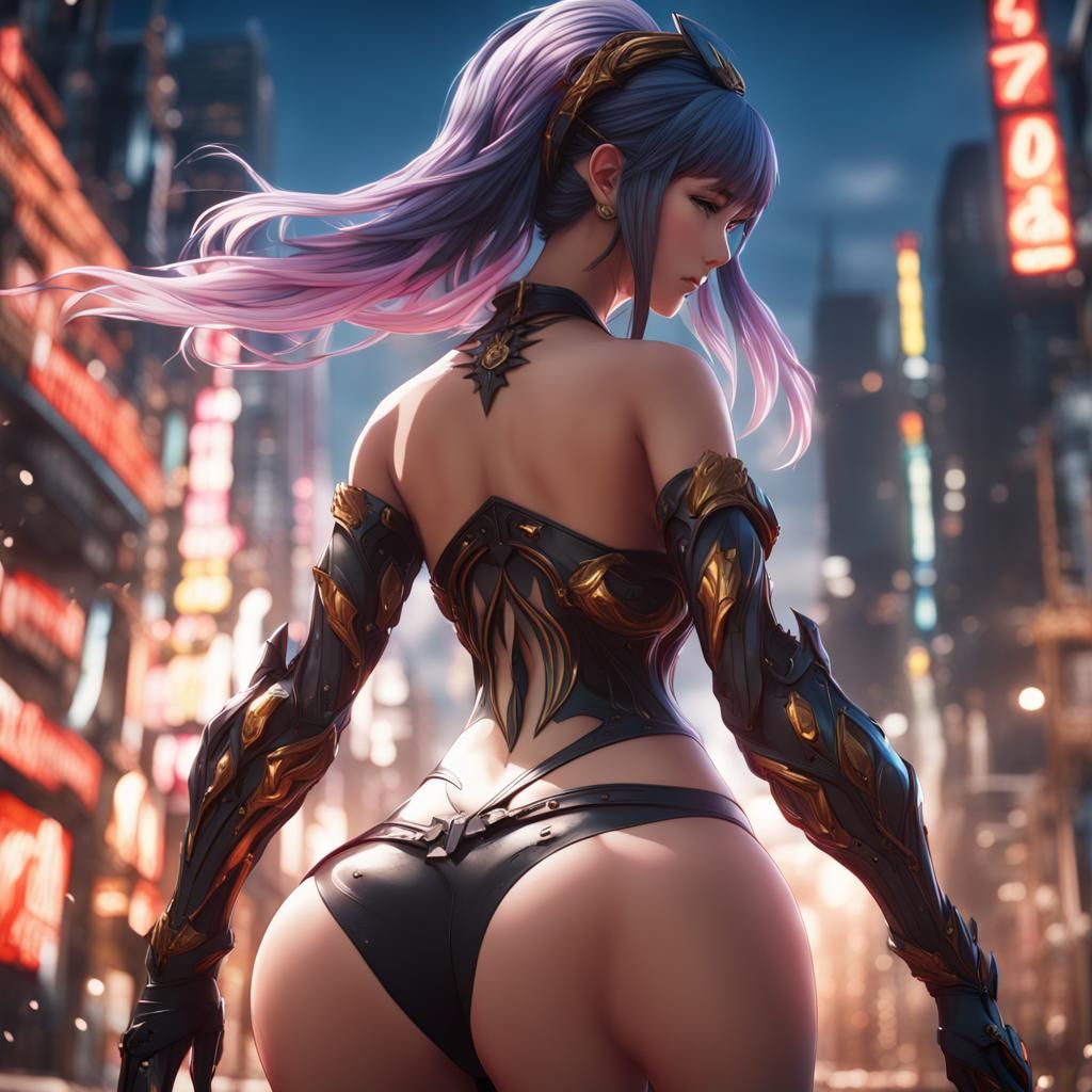 Anime Girl with Exaggerated Features, Digital Art