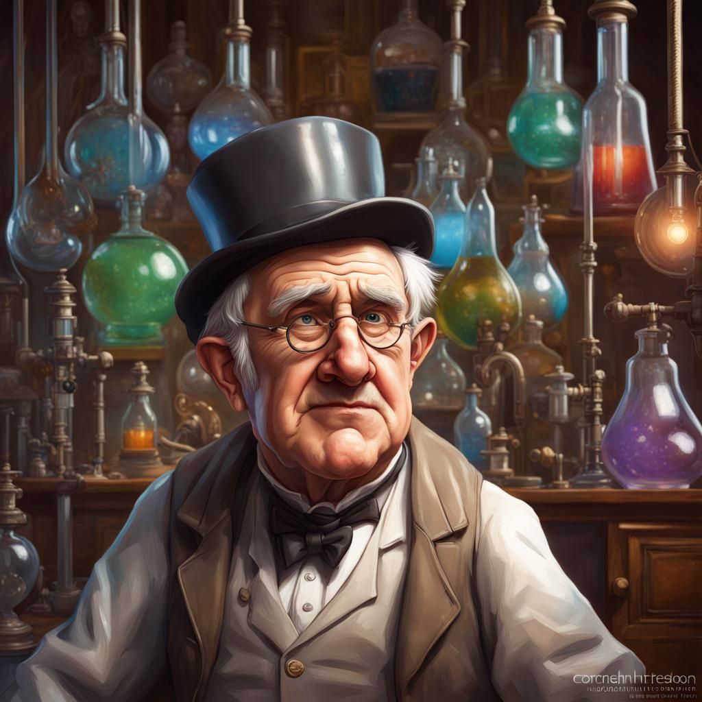 Edison as Hunchback in Hyperrealistic Splash Art