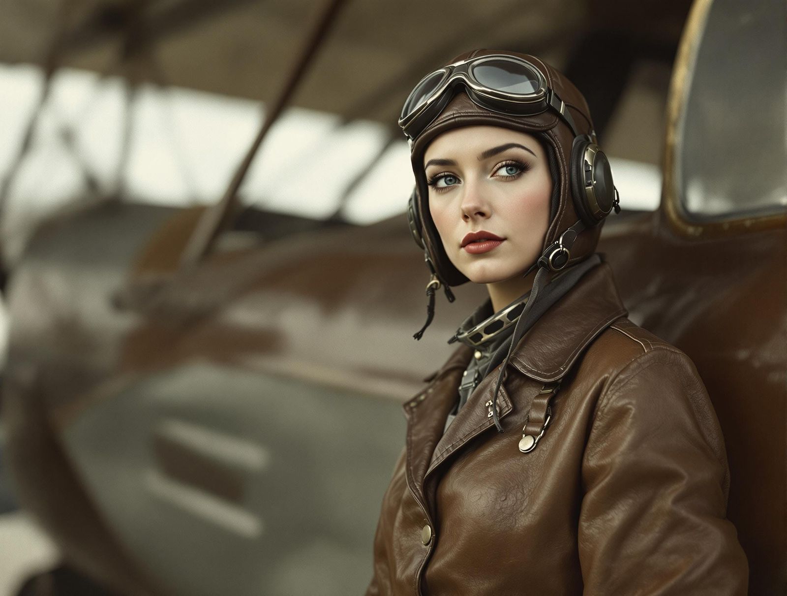 Female Pilot in 1930s France, Autochrome Photography