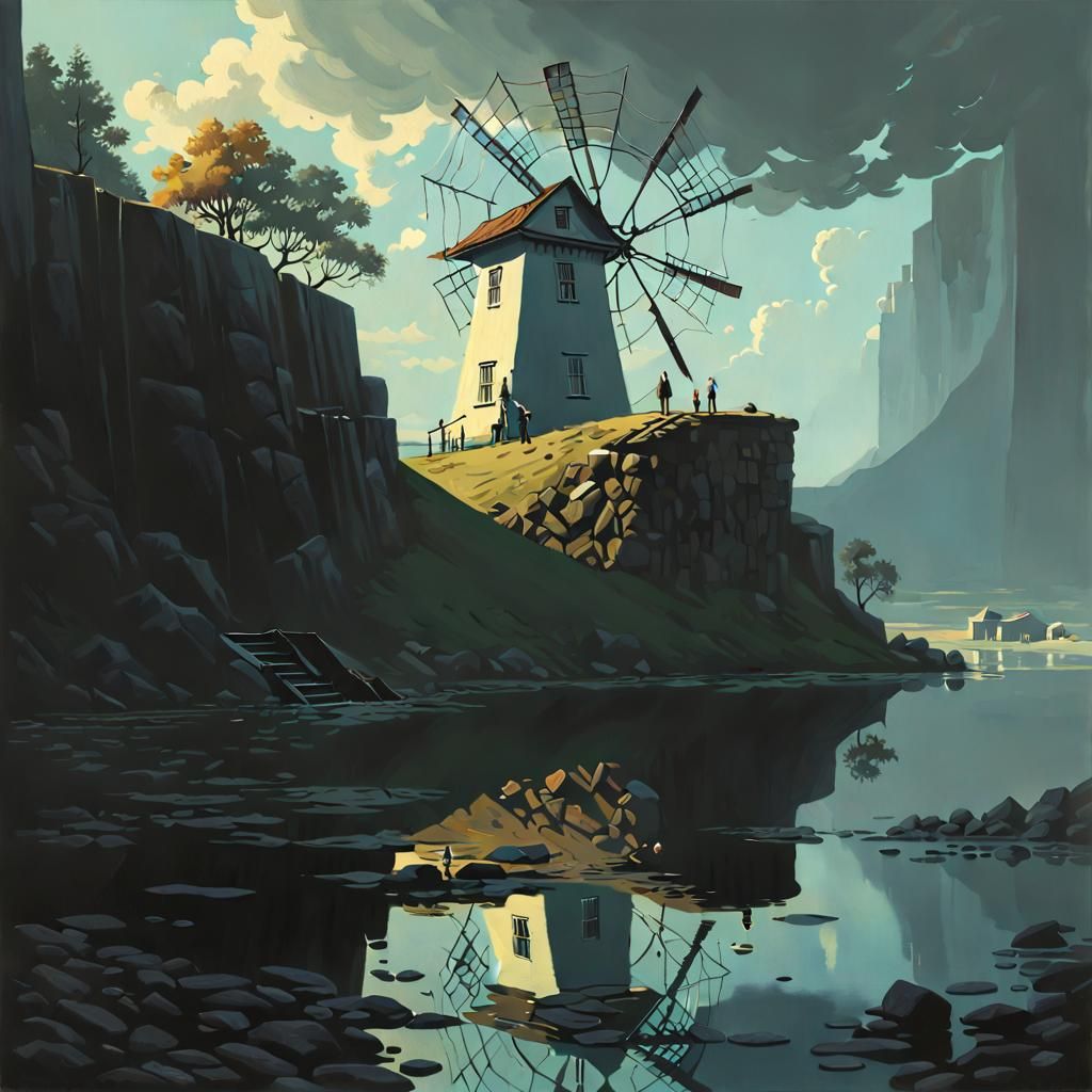 Flooded Ancient Street in Hyperrealistic Style