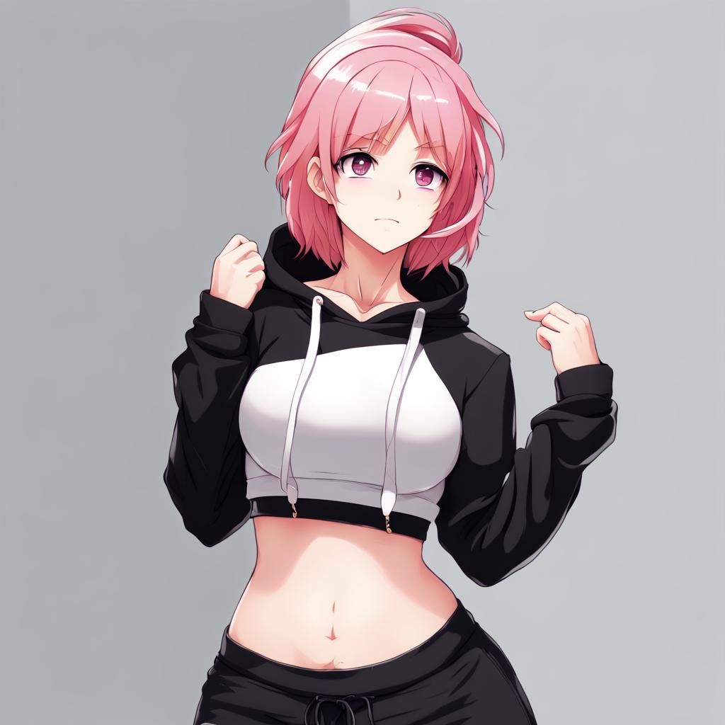 Anime Girl with Pink Hair in Manga Style