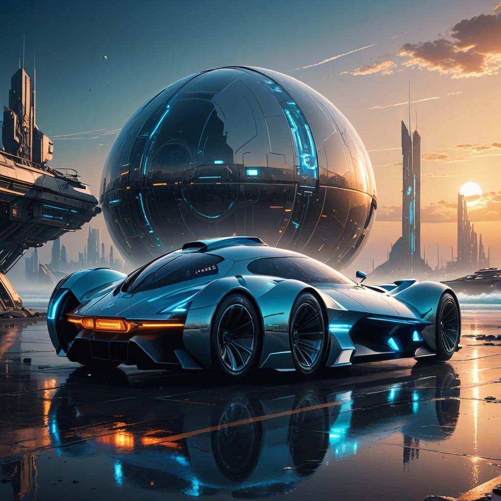 Futuristic Beach Cruiser in Neon Glory