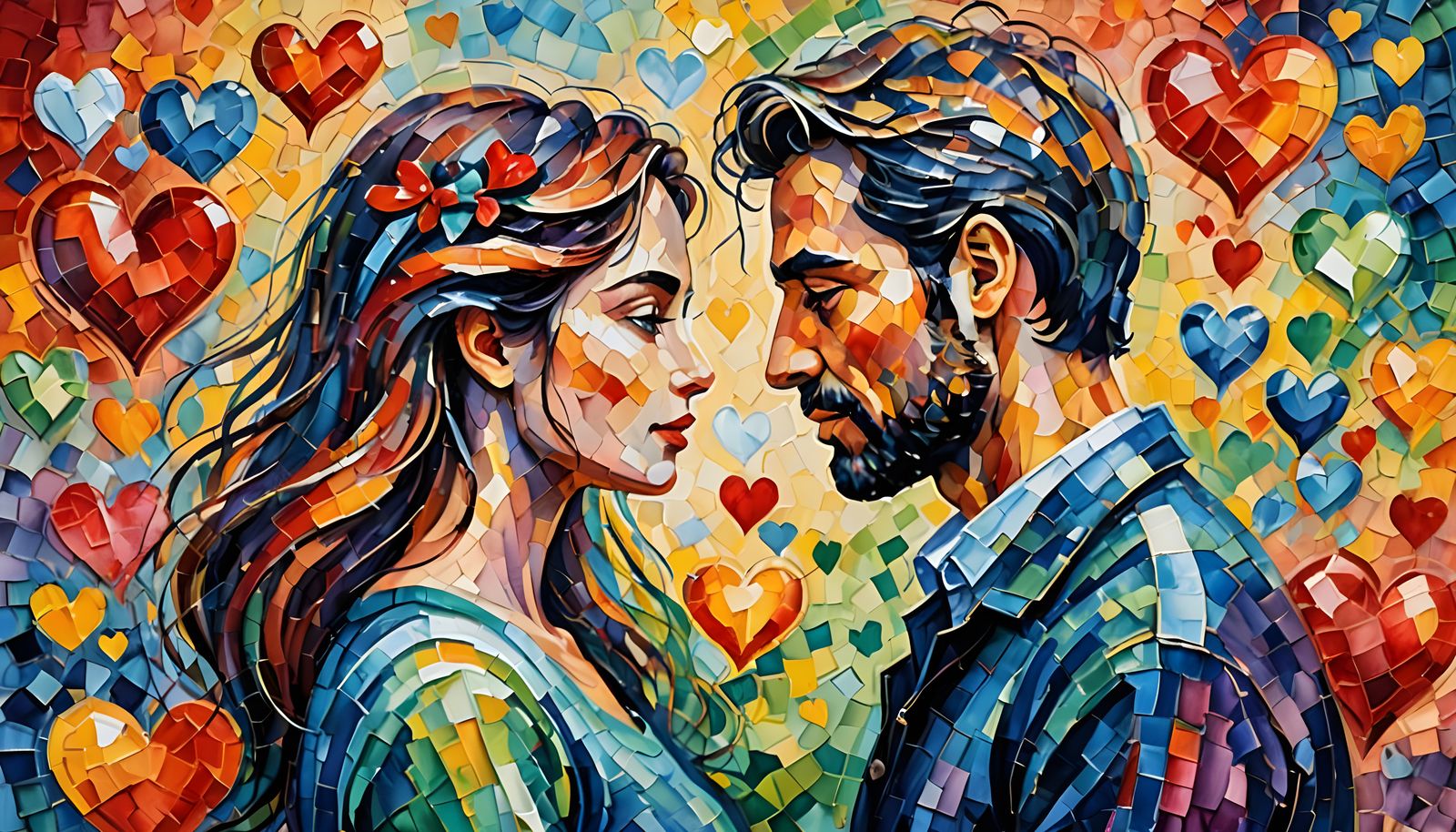 Romantic Heart: Man and Woman in Expressionist Style
