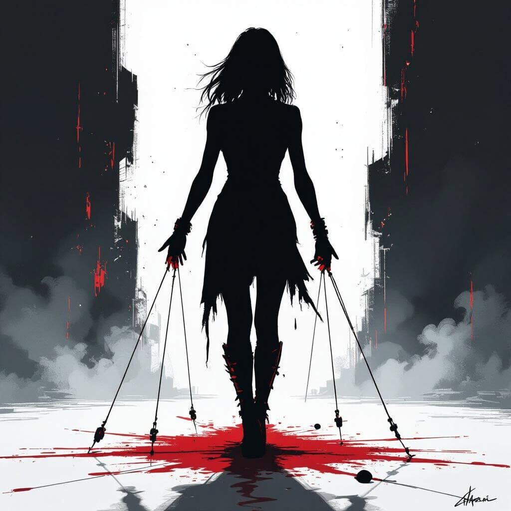 Woman Breaking Free From Puppet Strings