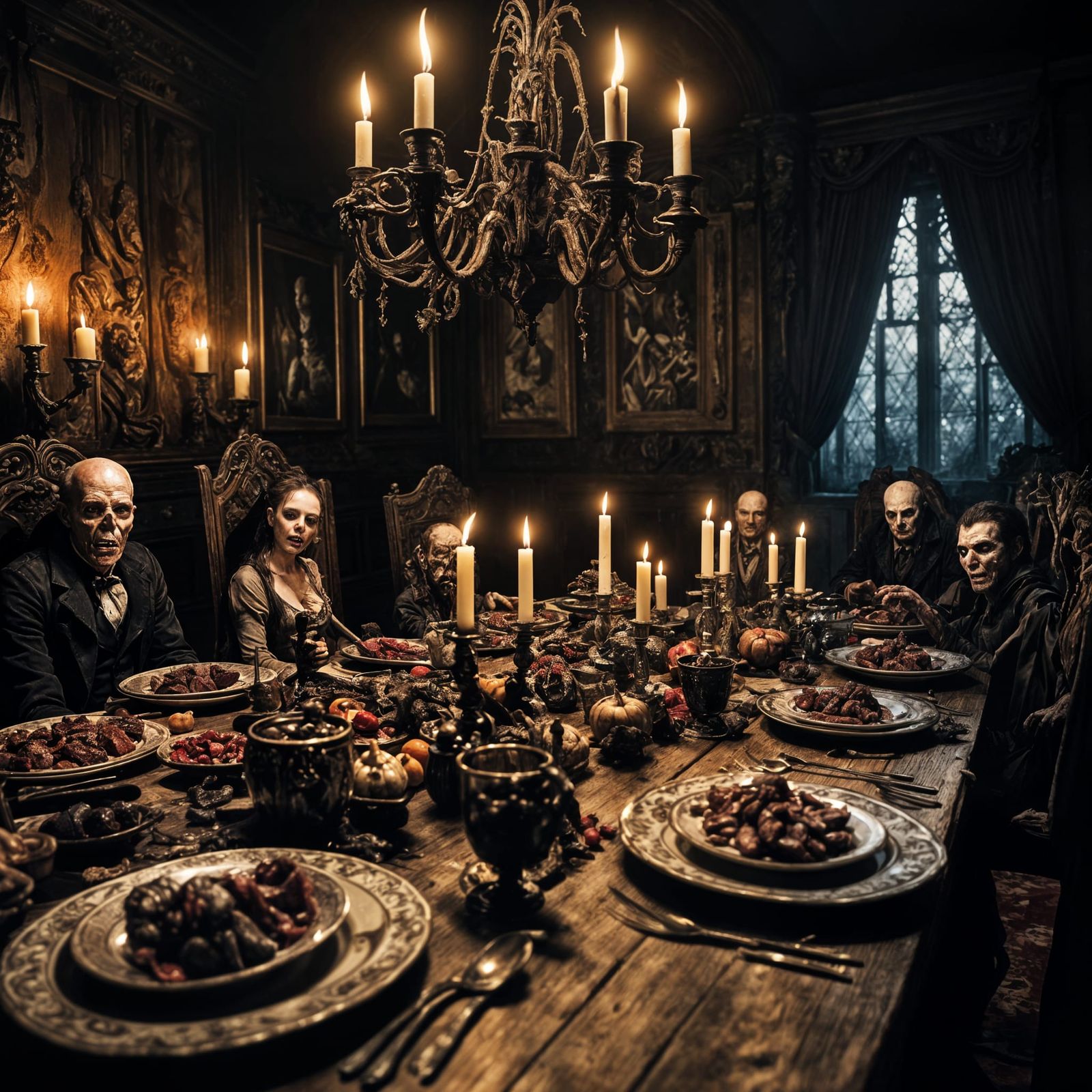 Ghouls, Vampires, and Werewolves Feast in Gothic Hall