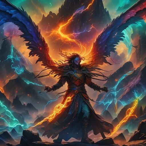 Anargy Elementalist Summons Elements in Digital Art