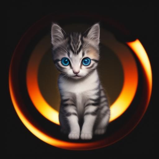 Synthwave Kitten with Hypnotic Eyes