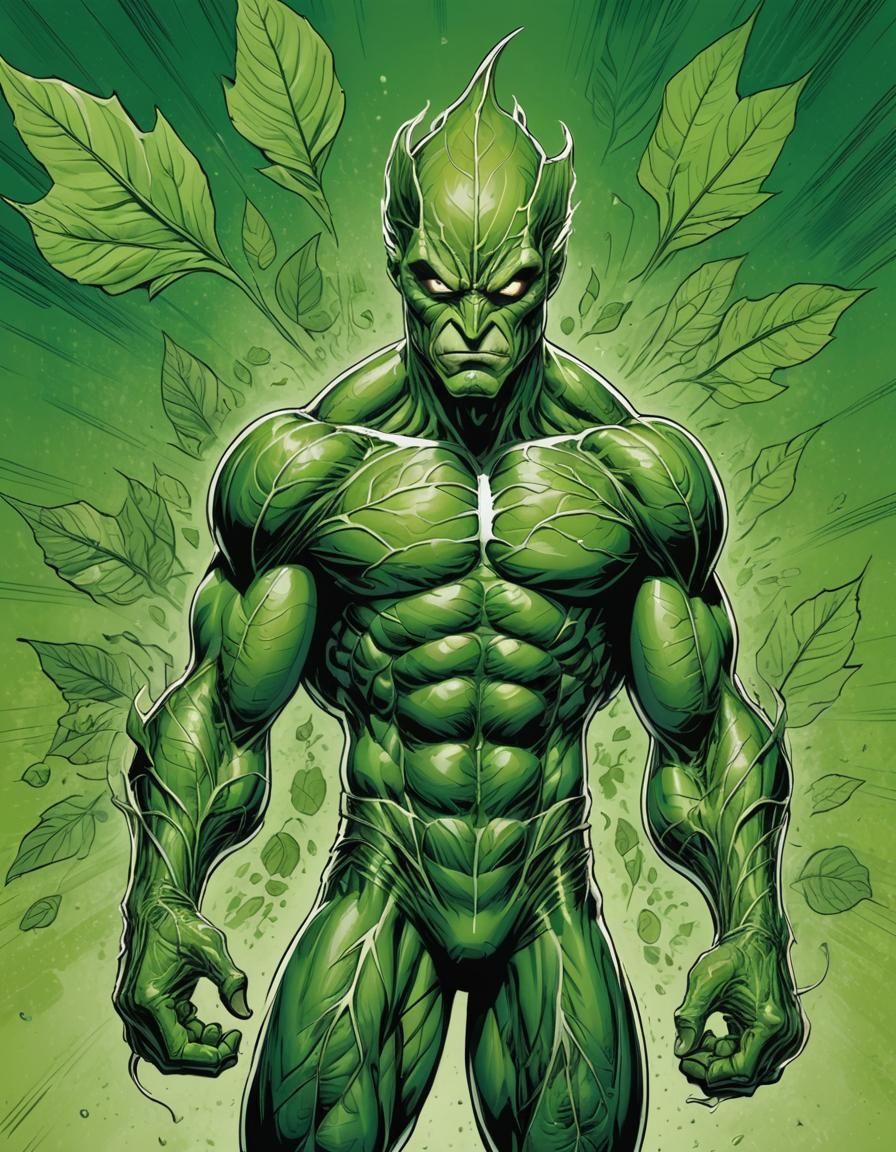 Anthropomorphic Leaf Comic Book Illustration