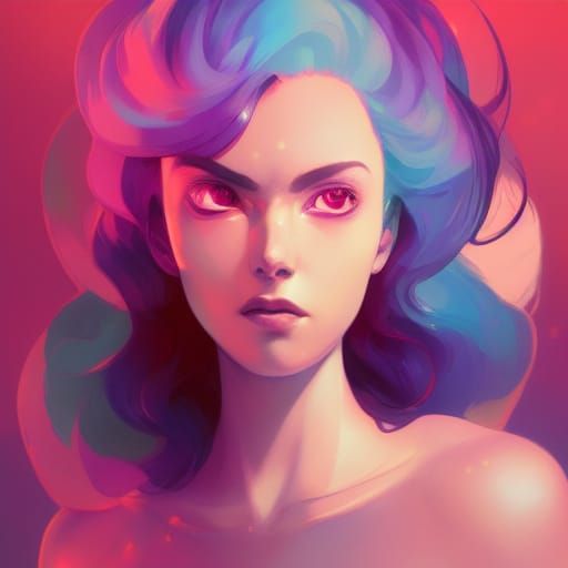 Detailed Portrait Inspired by Art Nouveau and Splash Art