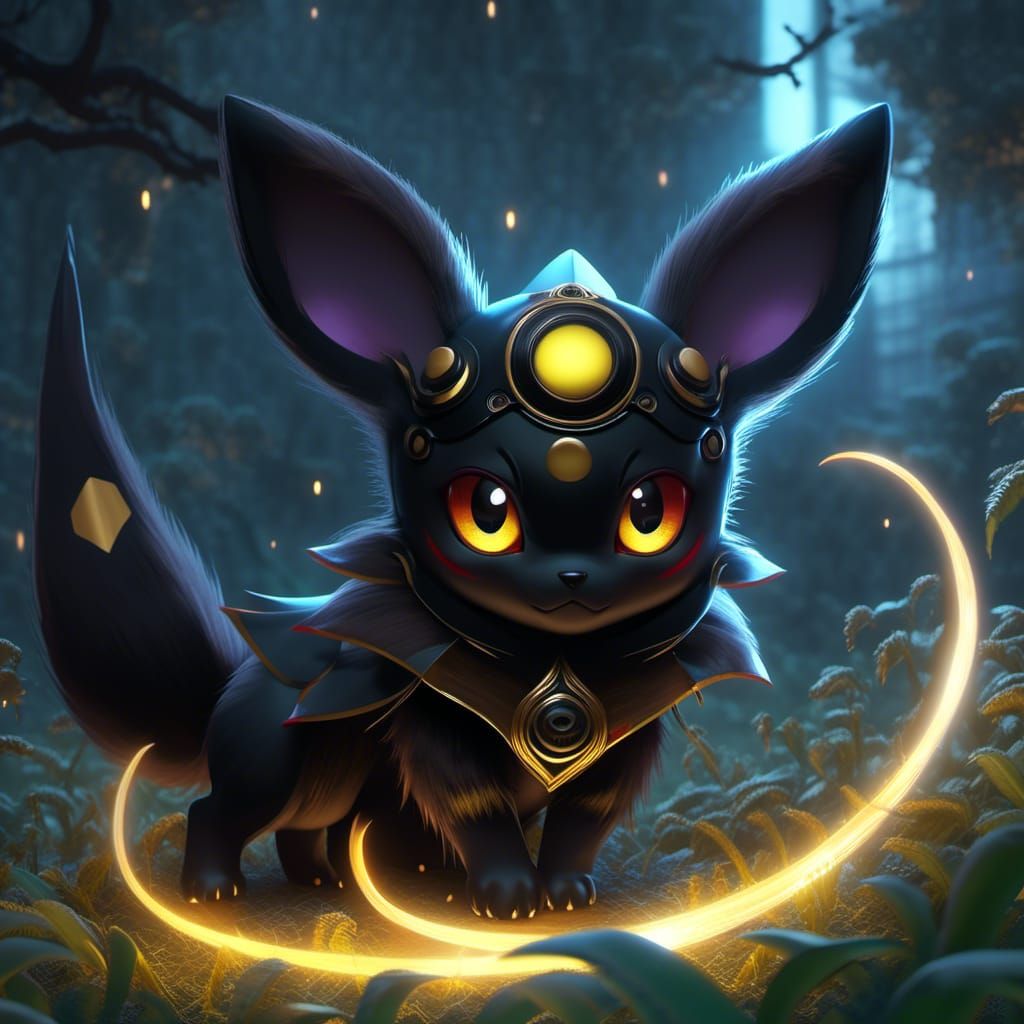 Umbreon Pokemon as Scary Monster Concept Art